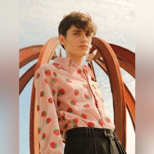 Lirika Matoshi ‘Strawberry Shirt’ in Pink